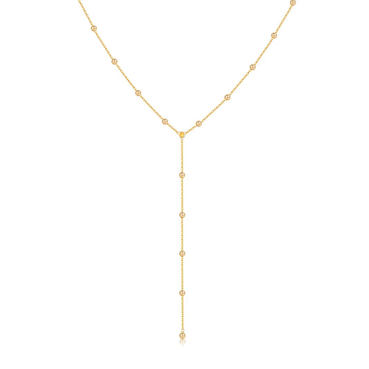 Etterna Gold/Silver Bead Long Necklace Earrings Chain Set