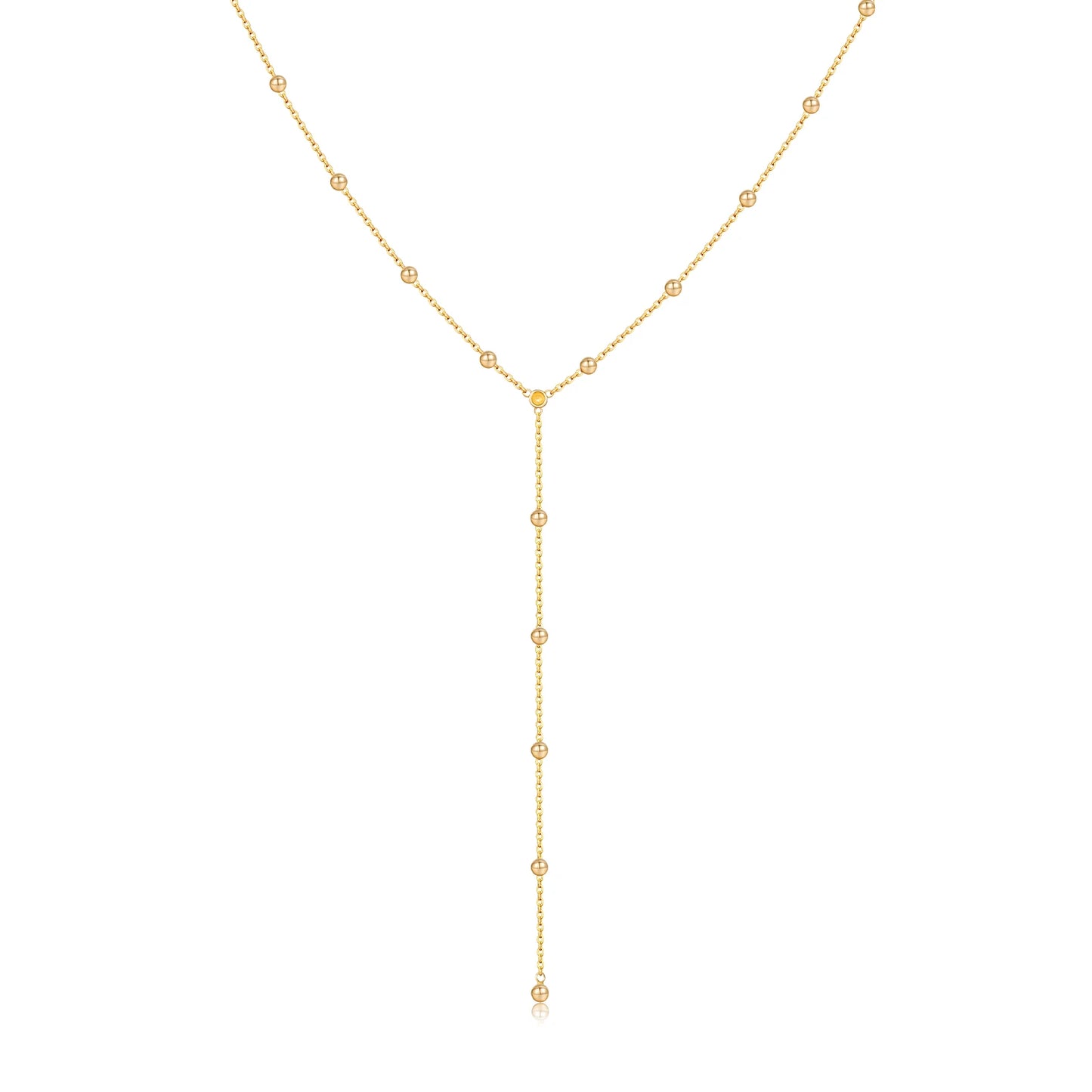 Etterna Gold/Silver Bead Long Necklace Earrings Chain Set