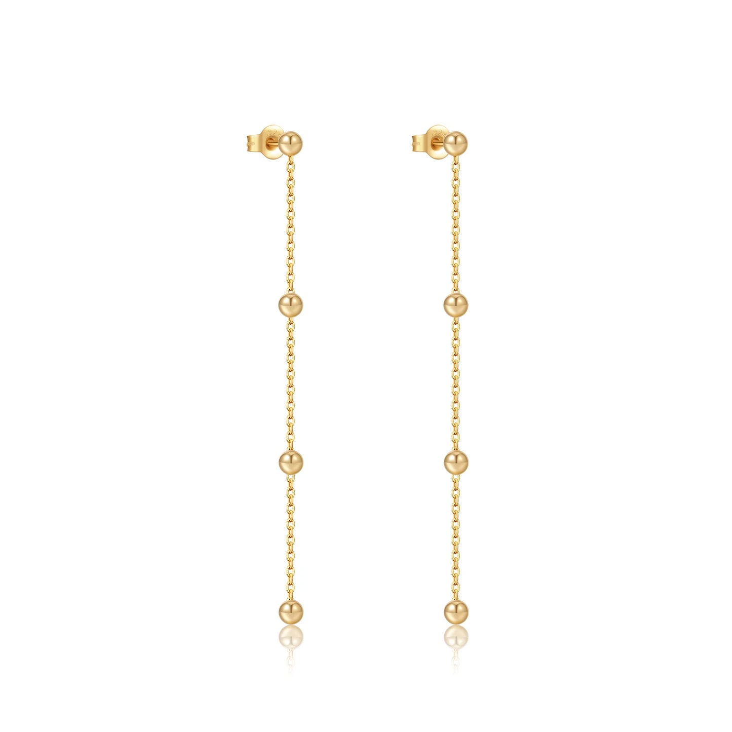 Etterna Gold/Silver Bead Long Necklace Earrings Chain Set