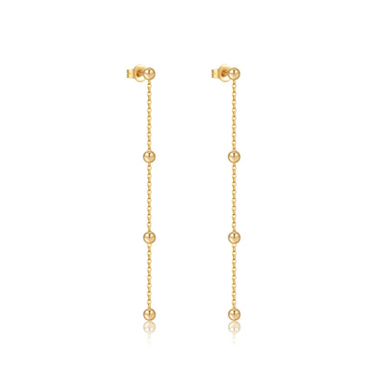 Etterna Gold/Silver Bead Long Necklace Earrings Chain Set