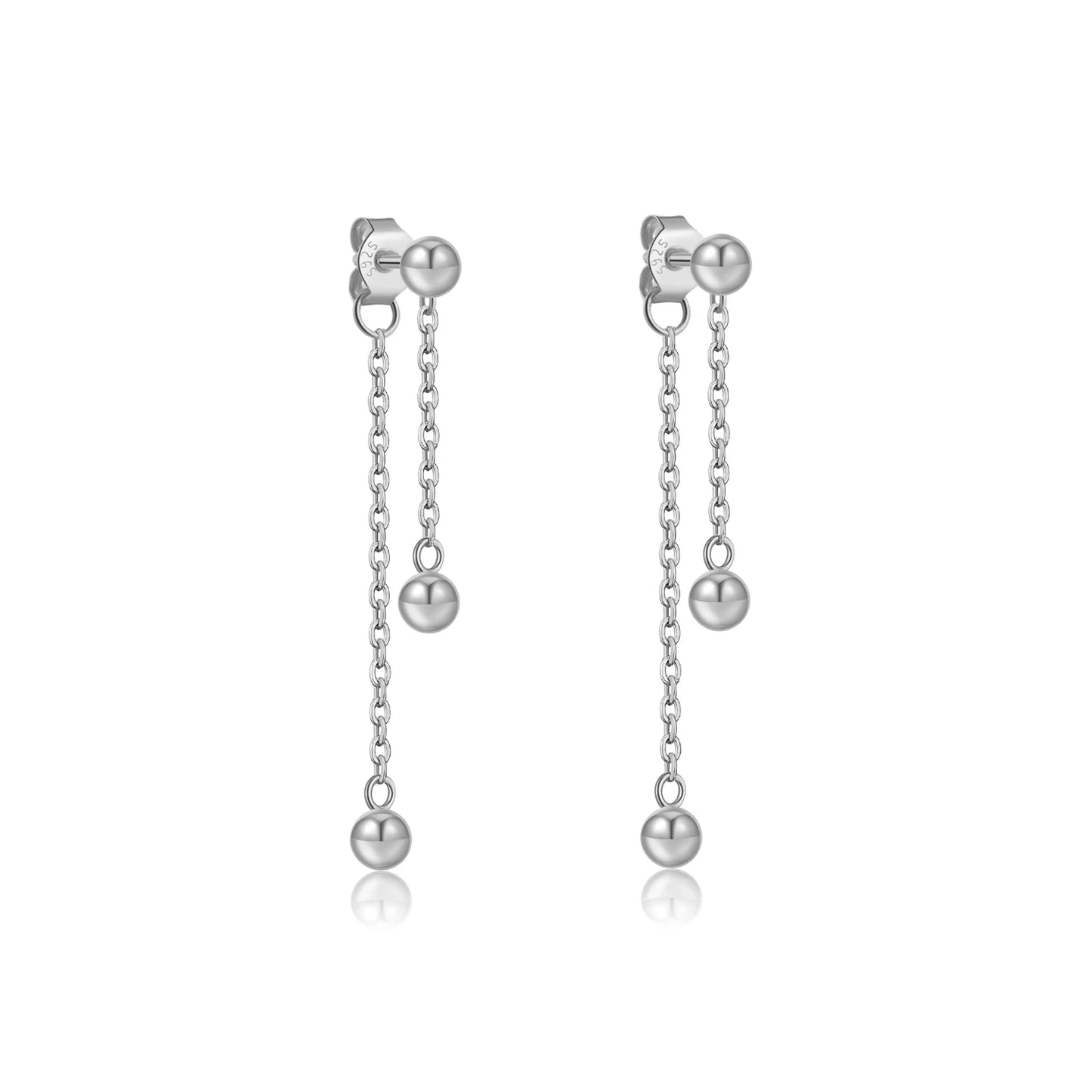 Etterna Gold/Silver Bead Long Necklace Earrings Chain Set