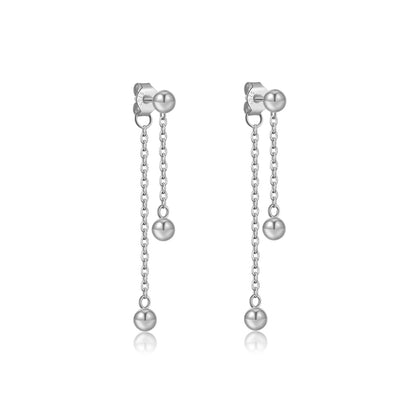 Etterna Gold/Silver Bead Long Necklace Earrings Chain Set