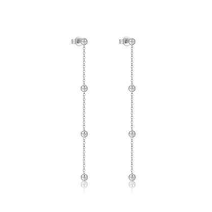 Etterna Gold/Silver Bead Long Necklace Earrings Chain Set
