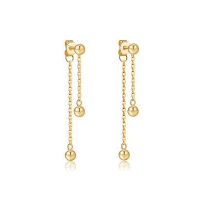 Etterna Gold/Silver Bead Long Necklace Earrings Chain Set